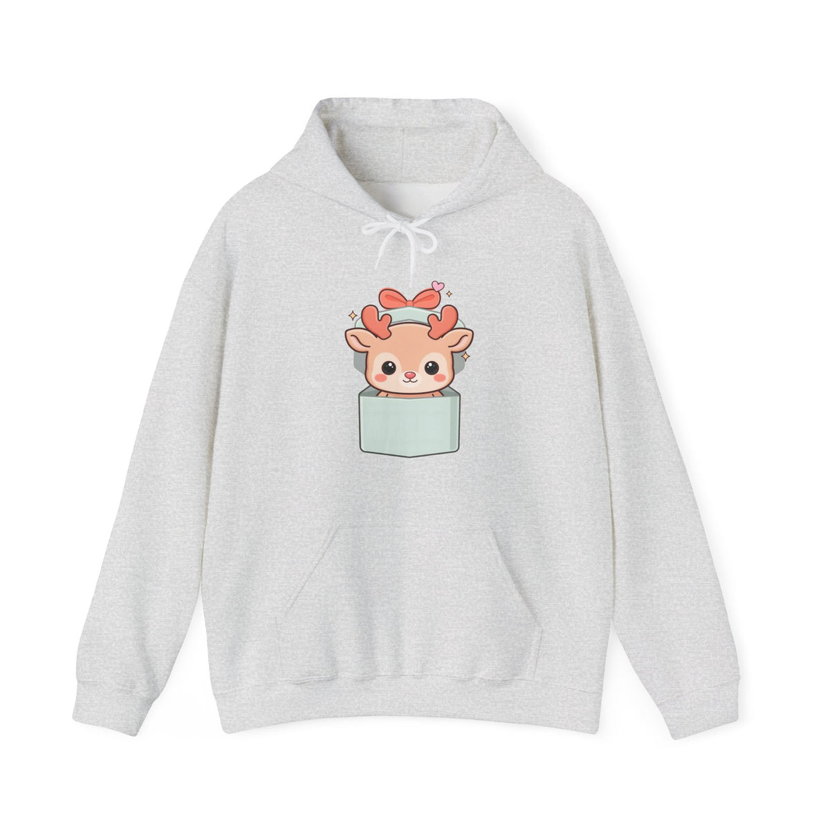 Kawaii Reindeer Hoodie, Gift Box Christmas Sweatshirt