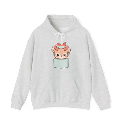 Kawaii Reindeer Hoodie, Gift Box Christmas Sweatshirt