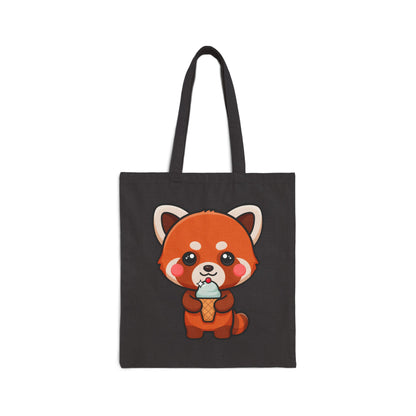 Red Panda Tote Bag, Cute Ice Cream Gift for Summer