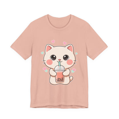 Kawaii Bubble Tea Cat T-Shirt for Cat and Boba Lovers
