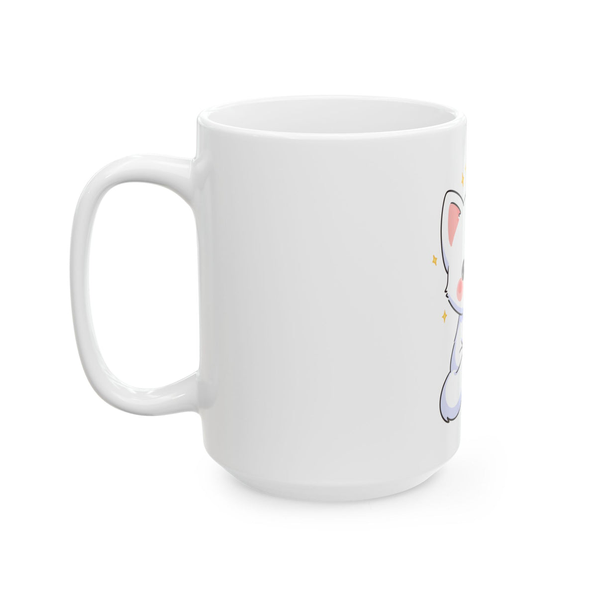 Kawaii Arctic Fox Mug – Cozy Fireplace Companion