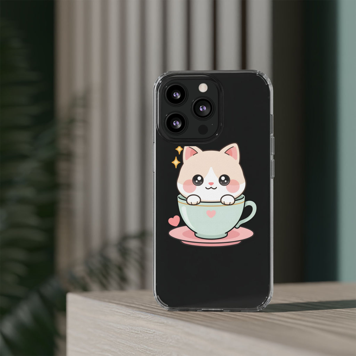 Kawaii Cat Phone Case, Cute Teacup Kitty Gift