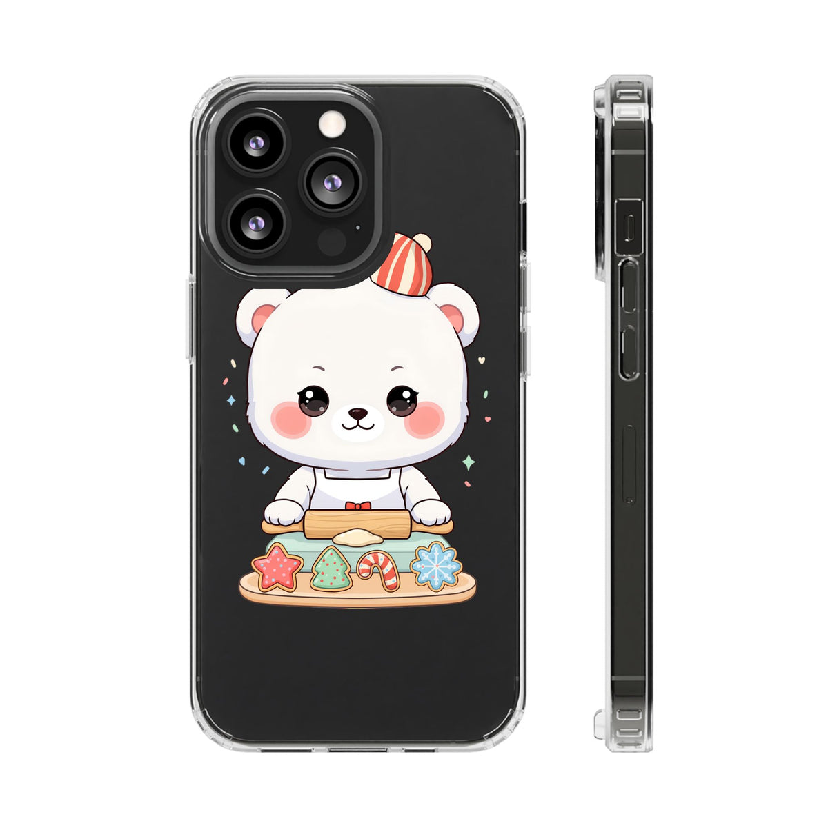 Christmas Bear Cookie Baking Clear Phone Case
