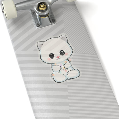 Kawaii Arctic Fox Sticker with Fairy Lights