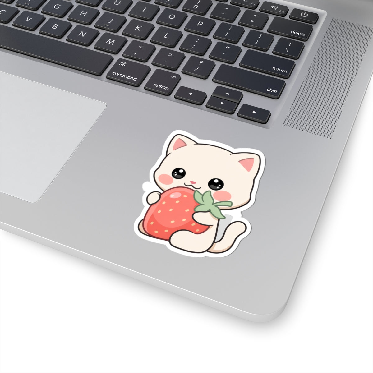 Kawaii Cat Strawberry Kiss-Cut Sticker for Cat Lovers