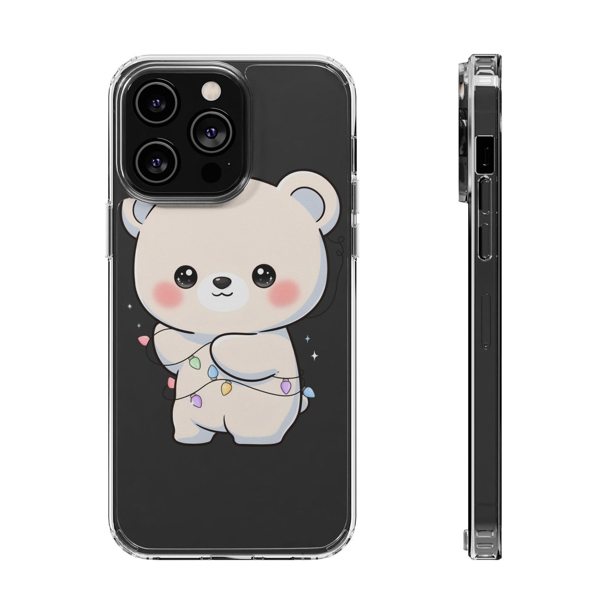 Kawaii Polar Bear Phone Case with Fairy Lights
