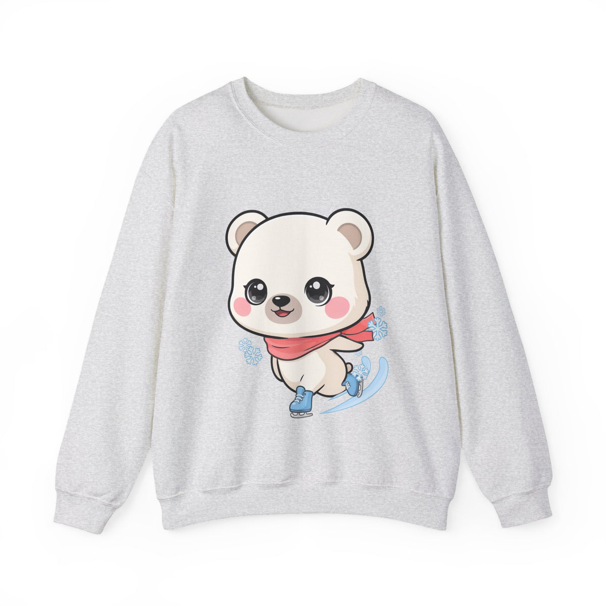 Cute Polar Bear Sweatshirt, Kawaii Ice Skating Cub