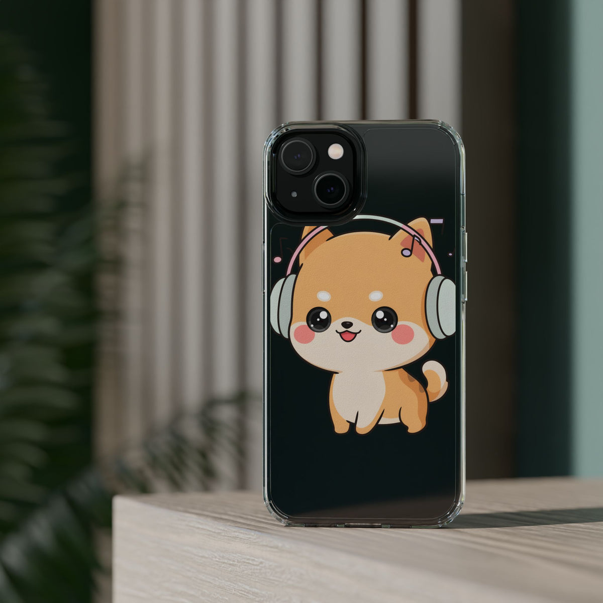 Kawaii Shiba Inu Phone Case – Music Lover Clear Case