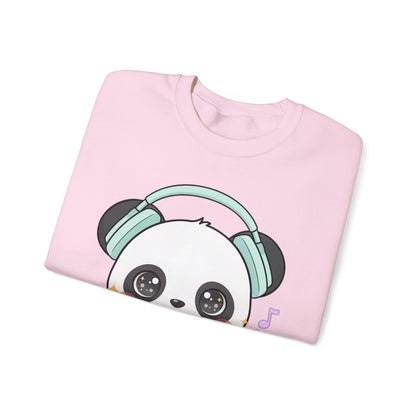 Kawaii Panda Music Sweatshirt, Cute Headphone Panda Crewneck