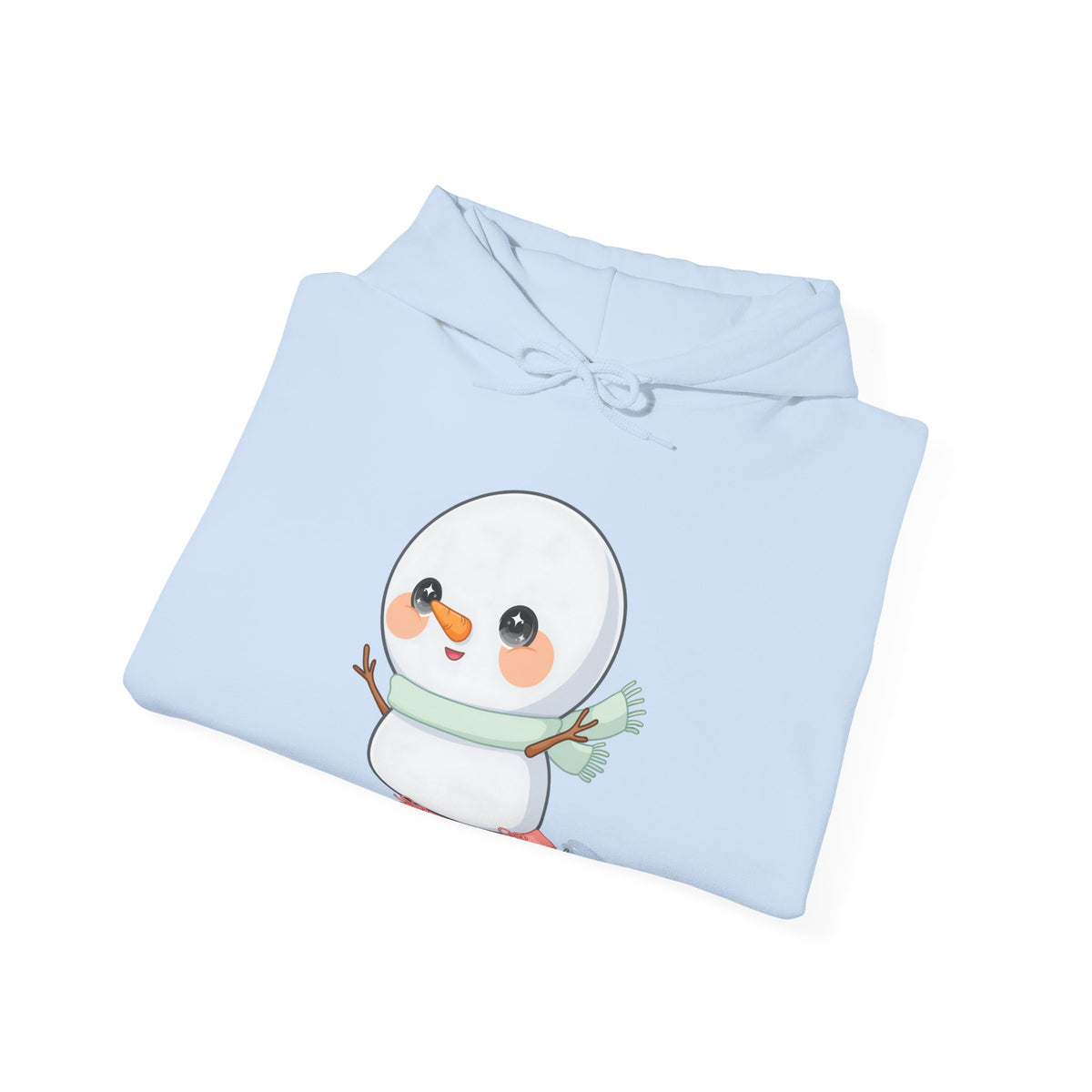 Kawaii Snowman Hoodie, Cute Ice Skating Winter Sweatshirt