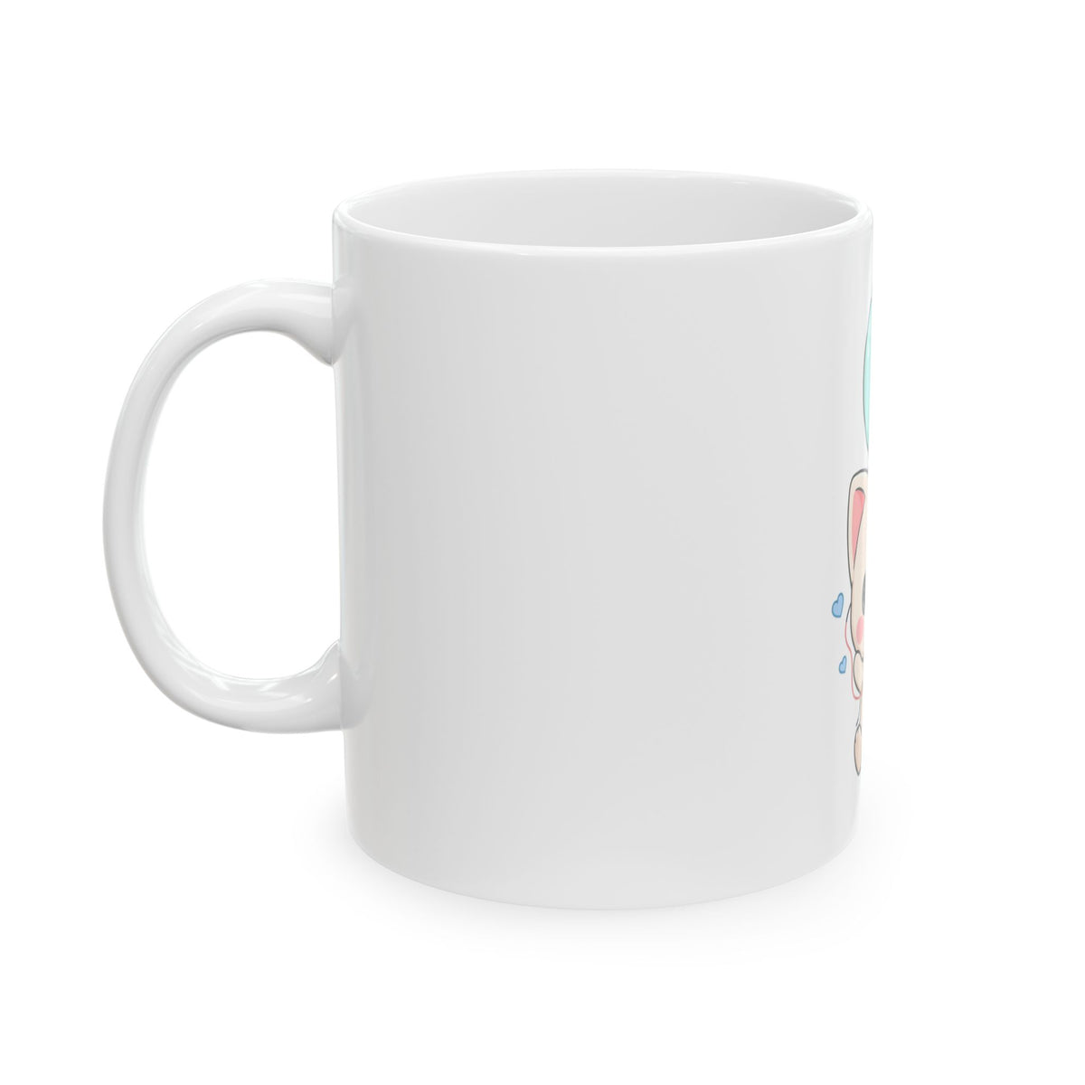 Kawaii Cat Balloon Mug, Cute Chibi Cat Ceramic Coffee Cup