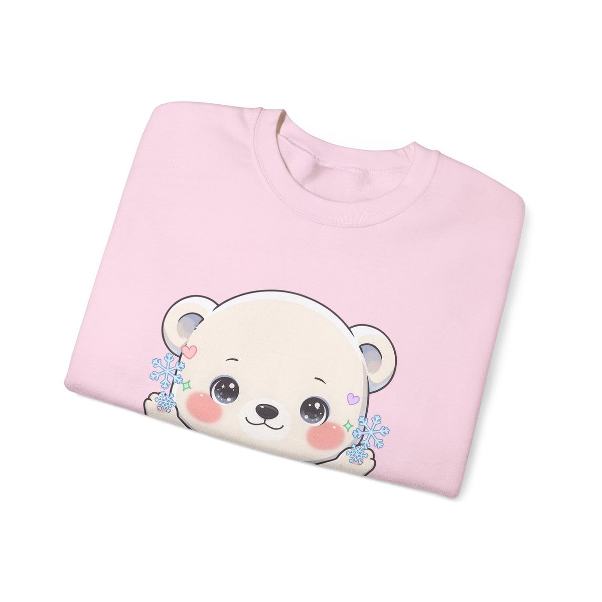 Kawaii Polar Bear Sweatshirt, Cute Snowflake Crewneck