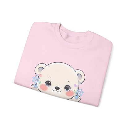 Kawaii Polar Bear Sweatshirt, Cute Snowflake Crewneck