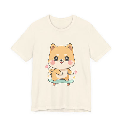 Kawaii Shiba Inu Skateboarder Tee for Dog Lovers