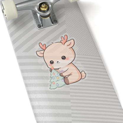 Kawaii Christmas Reindeer Kiss-Cut Sticker