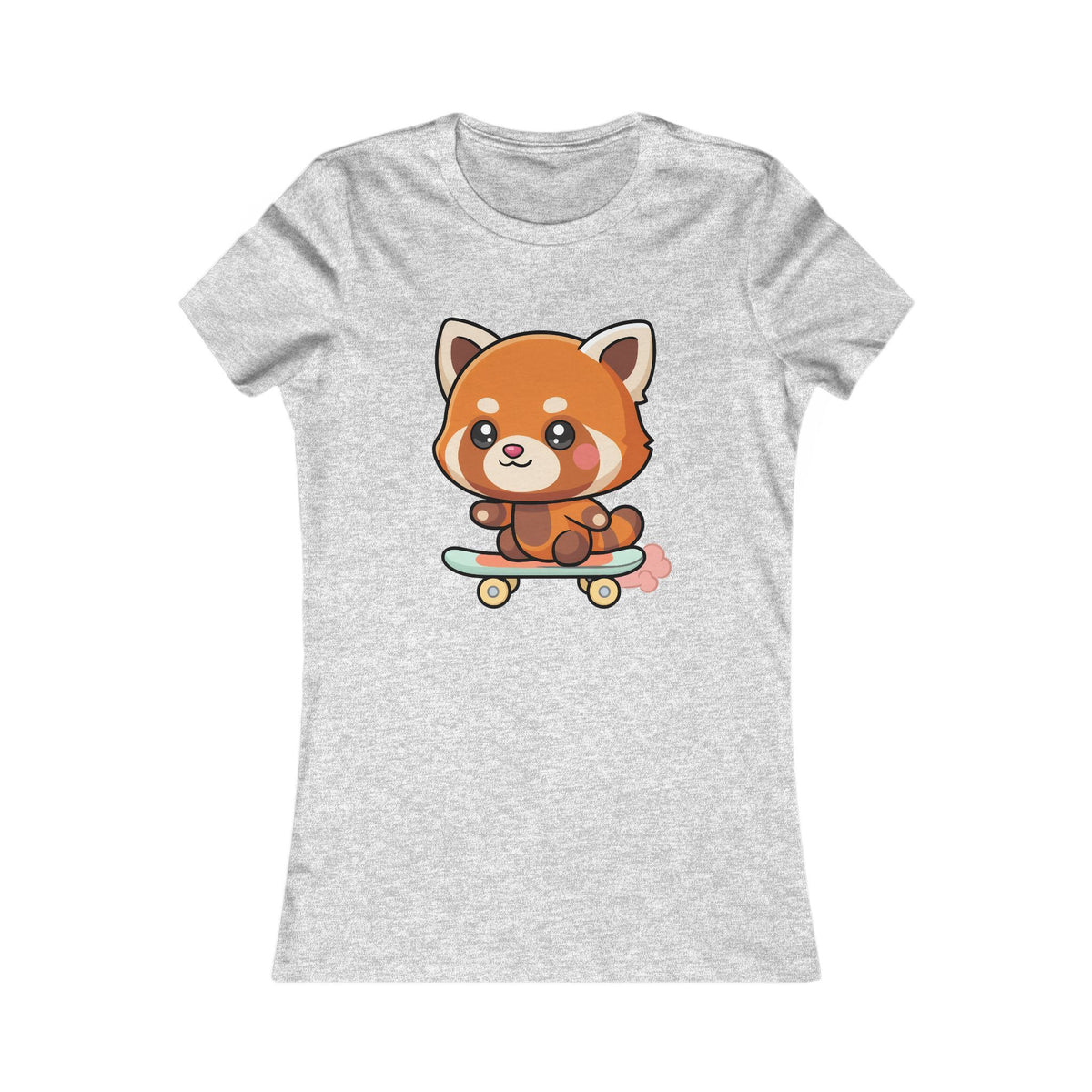 Kawaii Red Panda Skateboard Tee for Women