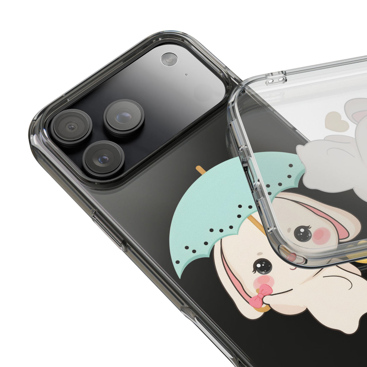 Kawaii Bunny Phone Case with Umbrella | Cute Clear Case