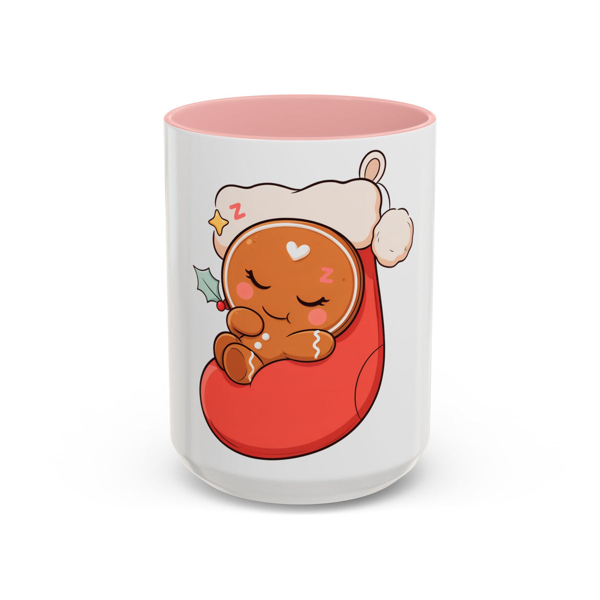 Christmas Gingerbread Mug: Sleepy Stocking Accent Coffee Mug