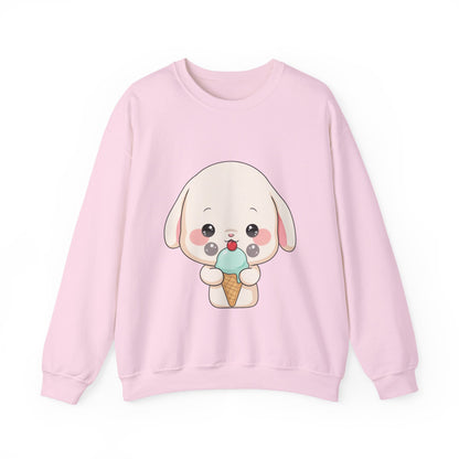 Kawaii Bunny Sweatshirt, Cute Ice Cream Chibi Rabbit
