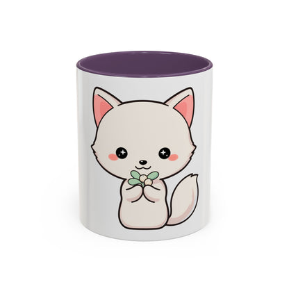 Kawaii Arctic Fox Christmas Accent Coffee Mug