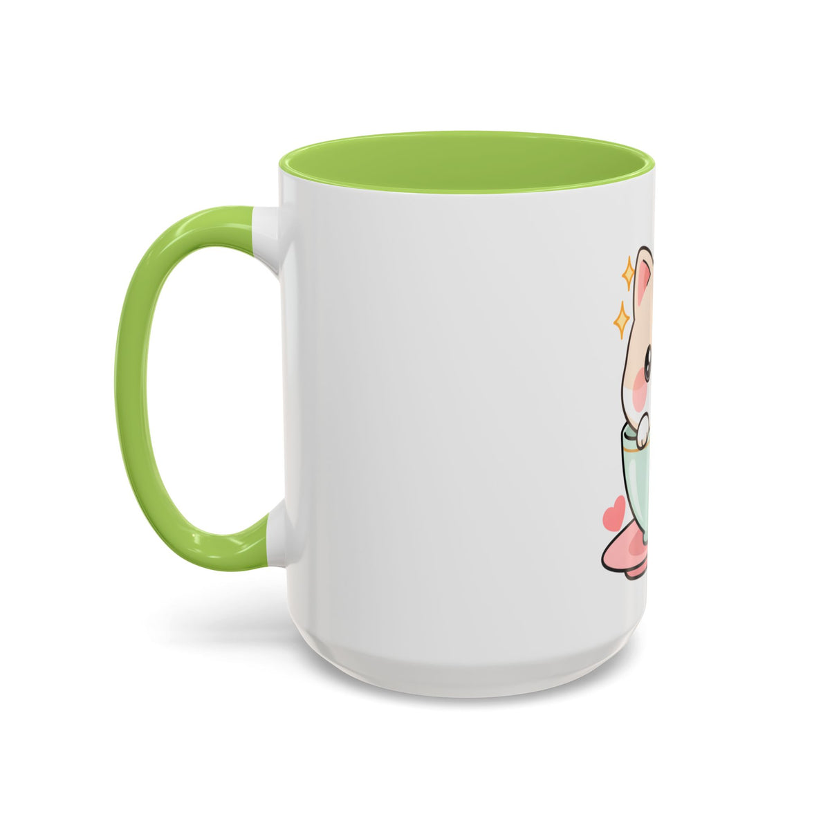 Kawaii Cat Coffee Mug, Cute Cat in Teacup Accent Mug