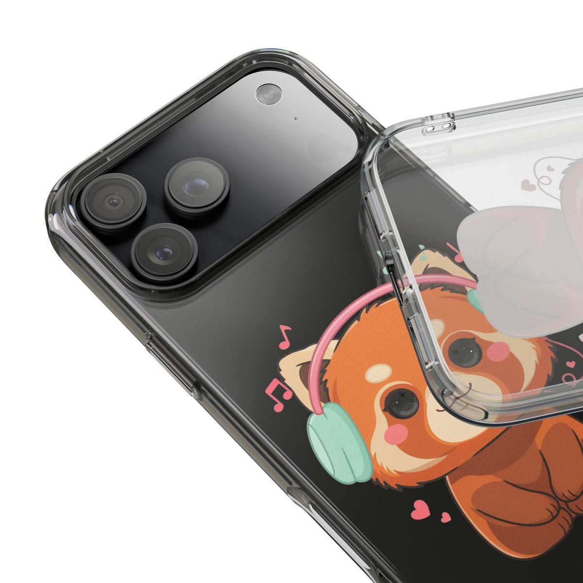Red Panda Phone Case, Kawaii Music Lover Clear Case