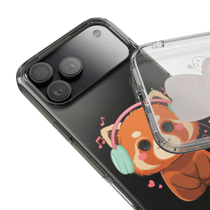 Red Panda Phone Case, Kawaii Music Lover Clear Case