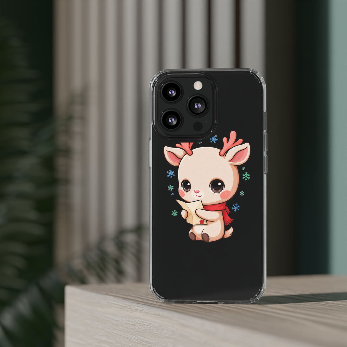 Christmas Reindeer Clear Impact-Resistant Phone Case