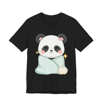 Kawaii Panda T-Shirt, Cozy Blanket Chibi Animal Tee