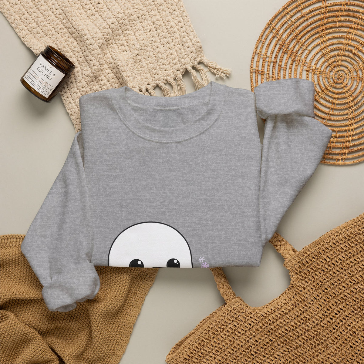 Cute Snowman Christmas Sweatshirt, Kawaii Holiday Crewneck