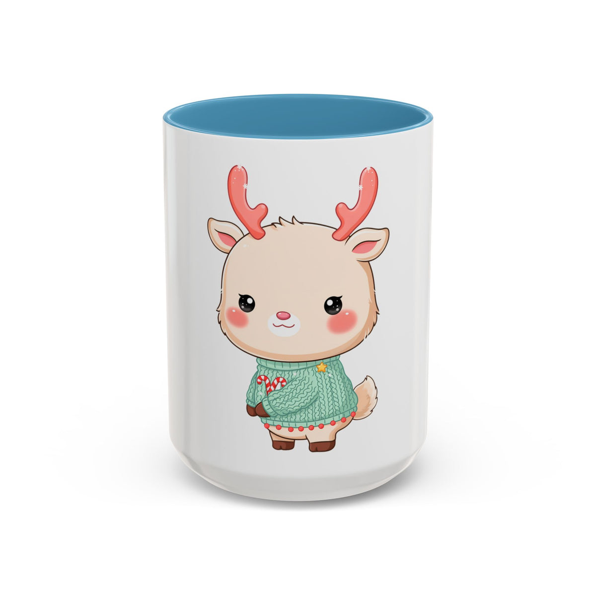 Kawaii Reindeer Christmas Mug – Cute Holiday Accent Coffee Mug