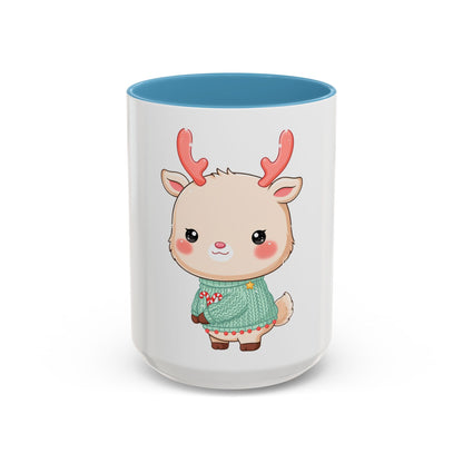 Kawaii Reindeer Christmas Mug – Cute Holiday Accent Coffee Mug