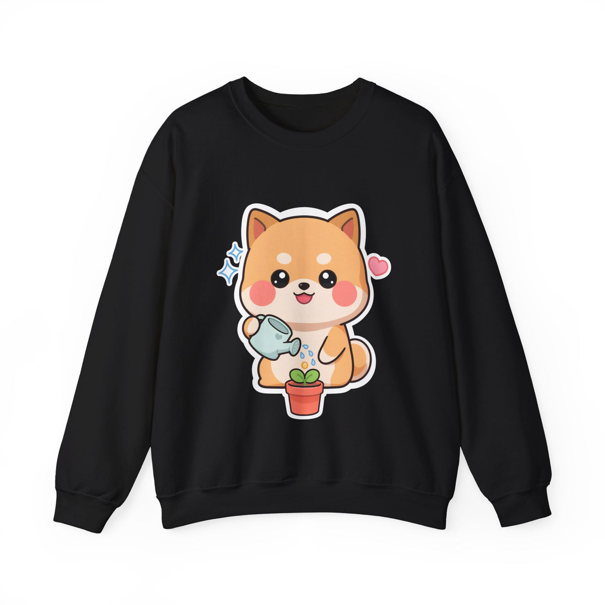 Kawaii Shiba Inu Sweatshirt, Cute Plant Lover Crewneck