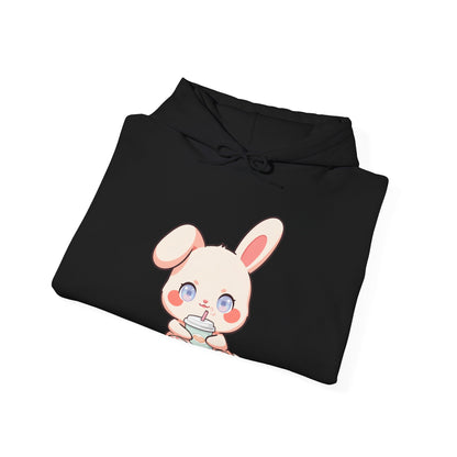 Kawaii Bunny Latte Hoodie, Cute Coffee Lover Sweatshirt