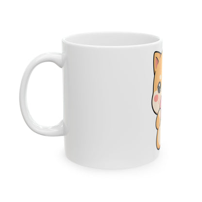 Kawaii Shiba Inu Donut Mug, Cute Dog Coffee Cup