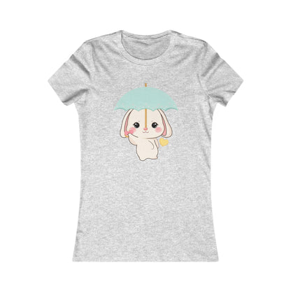 Kawaii Bunny T-Shirt: Sweet Umbrella Day