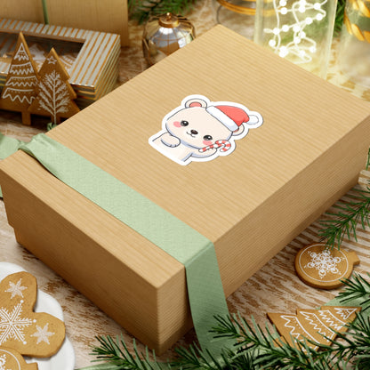 Christmas Polar Bear Sticker, Cute Kawaii Holiday Gift