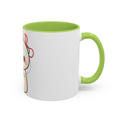 Kawaii Polar Bear Mug, Cute Jingle Bell Accent Coffee Cup