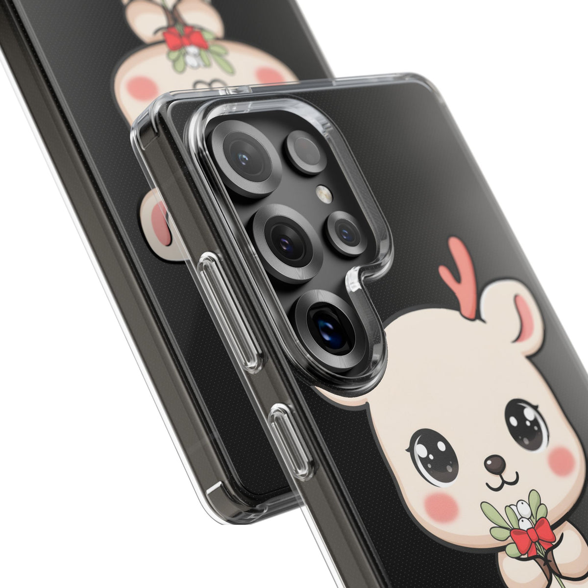 Kawaii Christmas Reindeer Clear Phone Case Gift