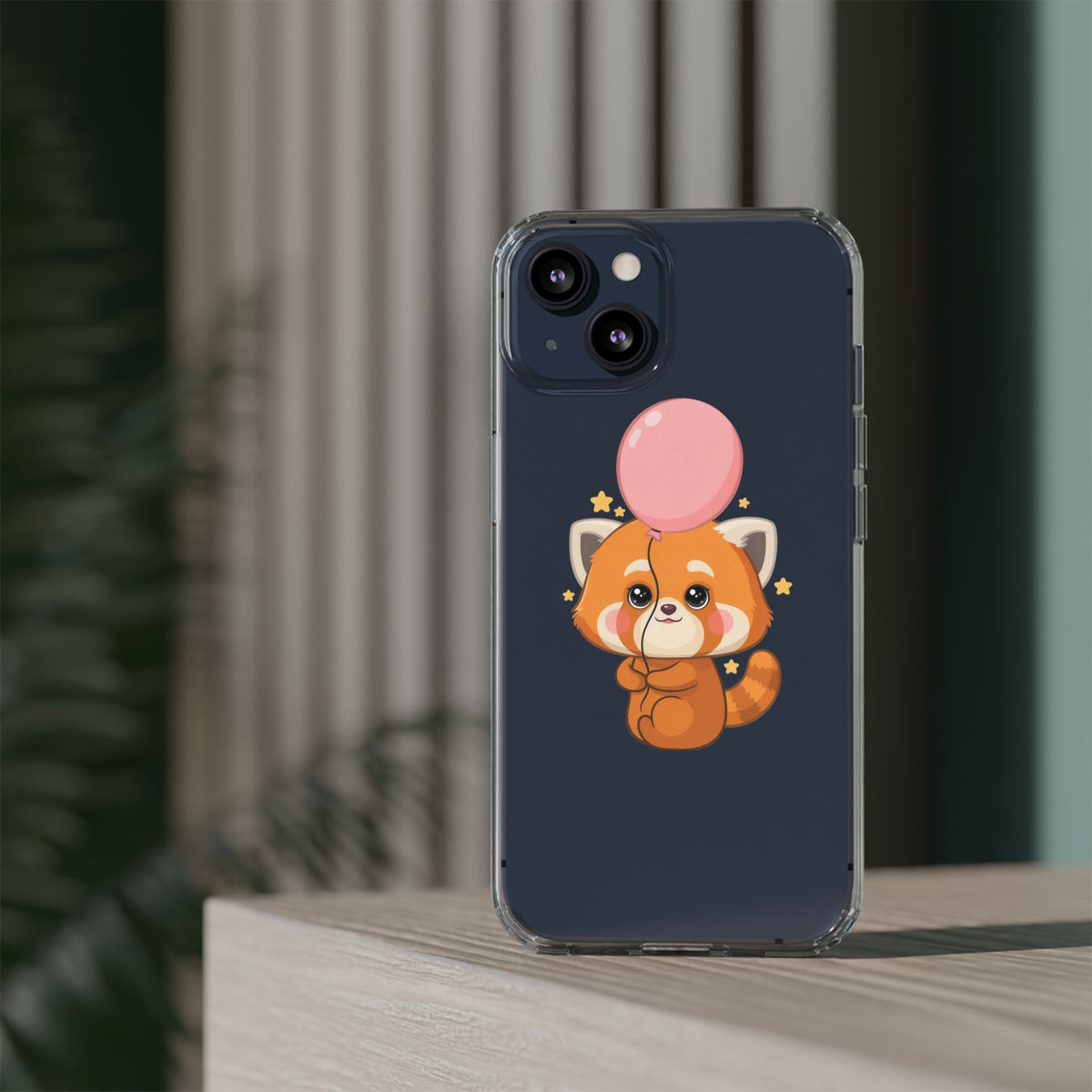 Kawaii Red Panda Clear Impact-Resistant Case with Balloon