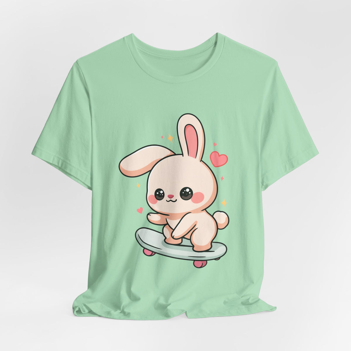 Kawaii Bunny Skateboard T-Shirt for Cute Style Fans