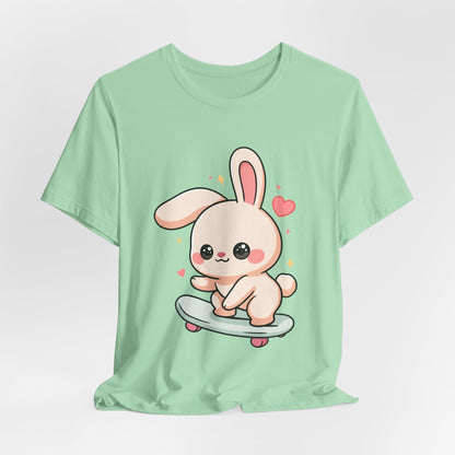 Kawaii Bunny Skateboard T-Shirt for Cute Style Fans