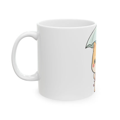 Kawaii Shiba Inu Mug, Cute Rainy Day Dog Gift