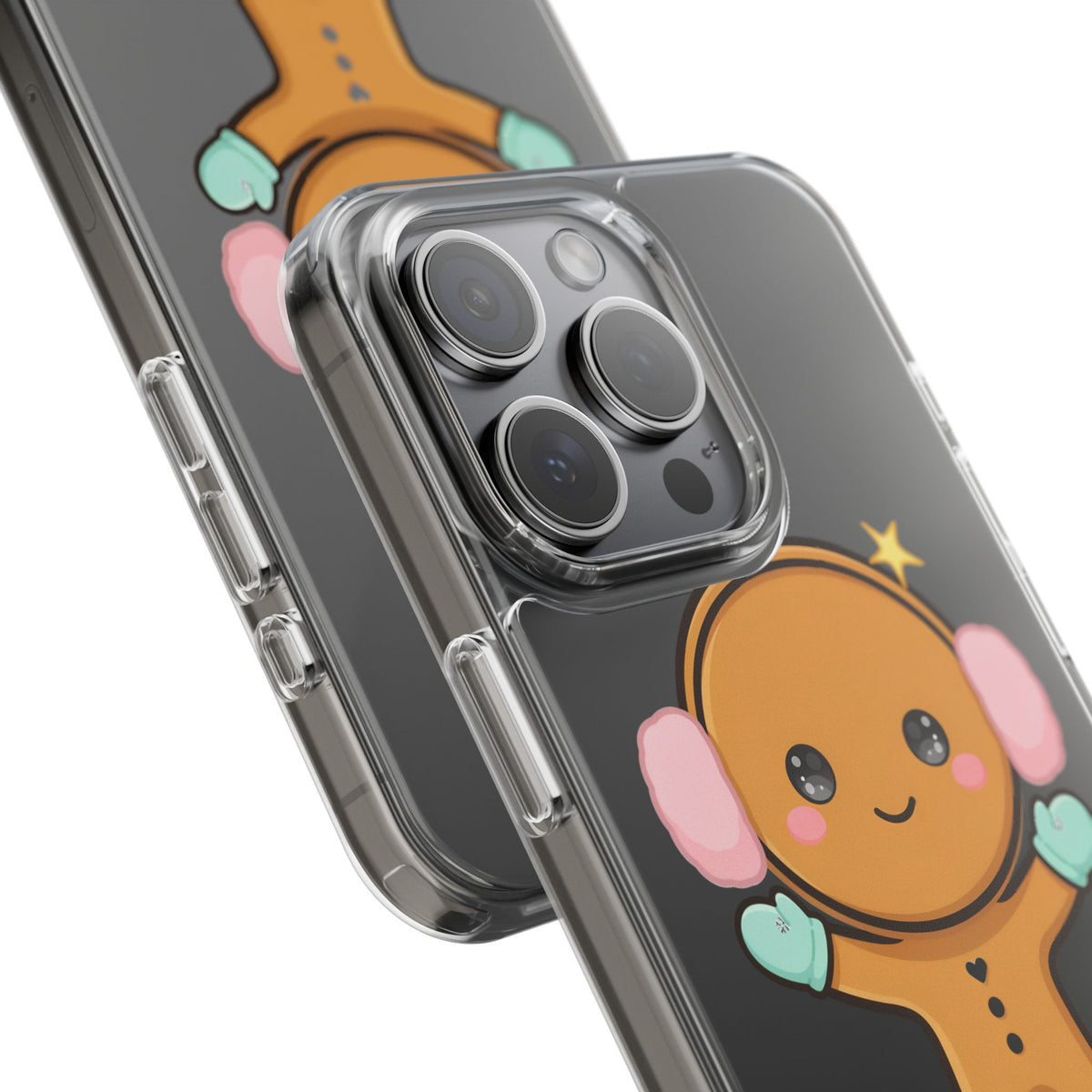 Kawaii Gingerbread Phone Case, Cute Winter Character
