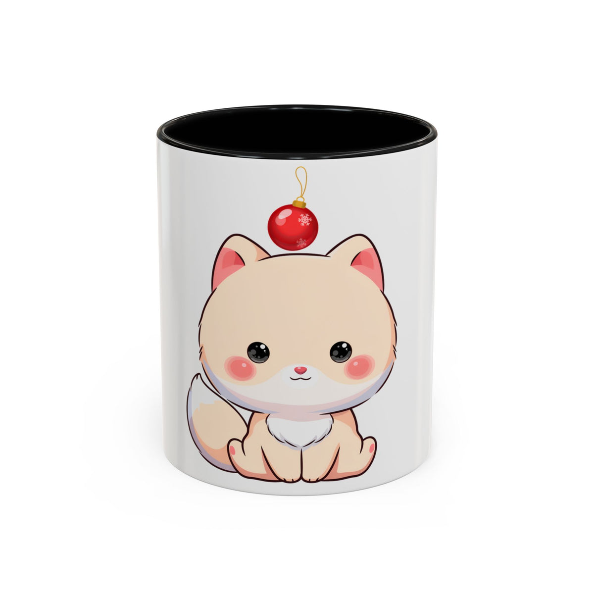 Kawaii Arctic Fox Christmas Mug – Cute Holiday Accent Mug