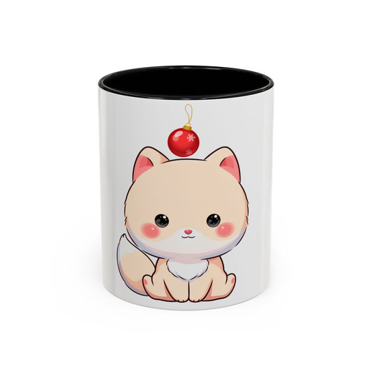 Kawaii Arctic Fox Christmas Mug – Cute Holiday Accent Mug