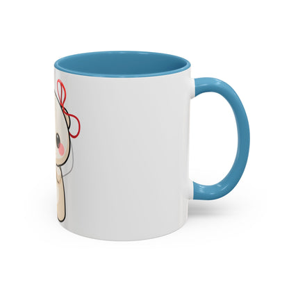 Kawaii Polar Bear Mug, Cute Jingle Bell Accent Coffee Cup
