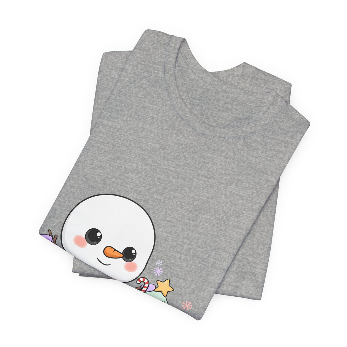 Kawaii Snowman Christmas T-Shirt for Festive Outfits