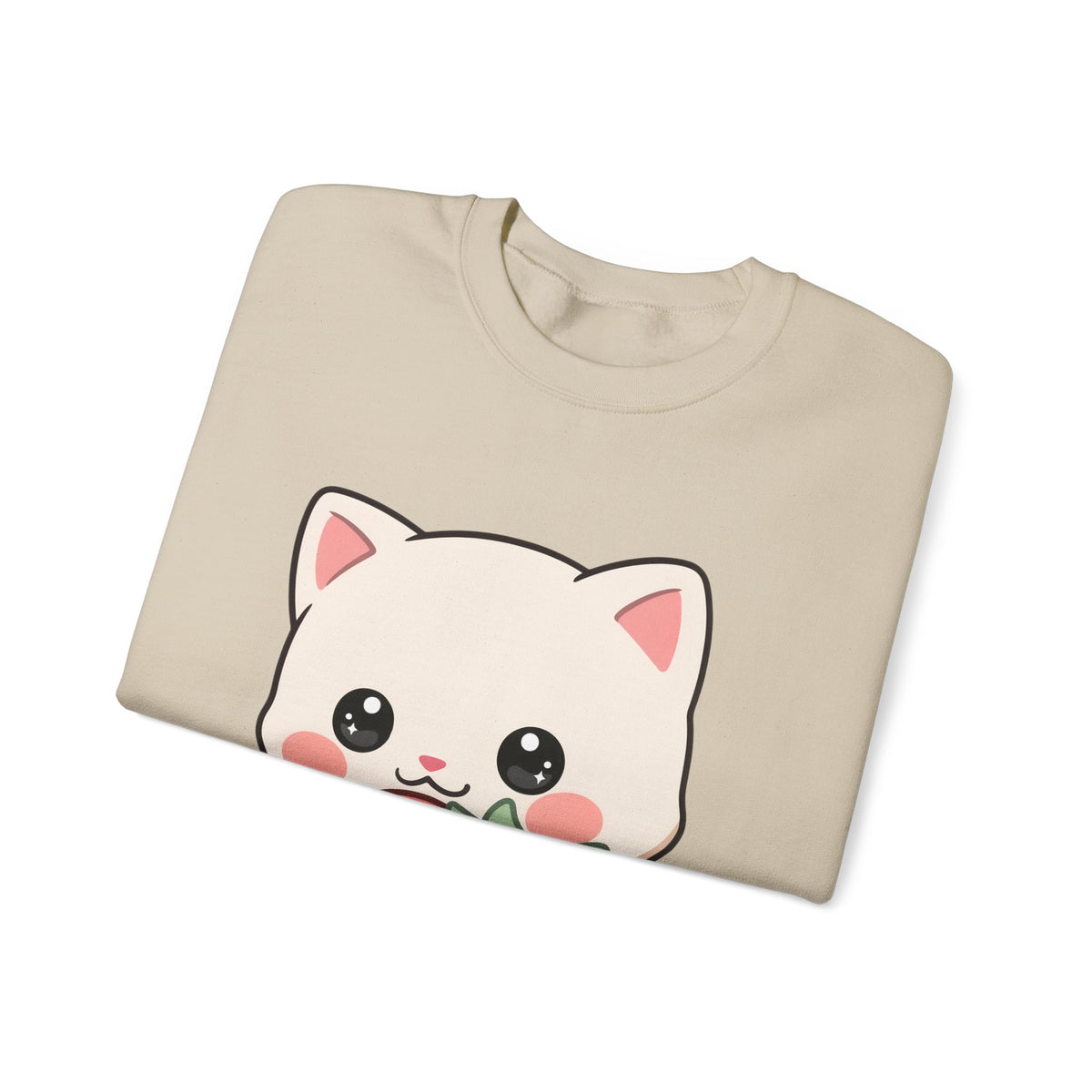 Kawaii Cat Strawberry Sweatshirt, Cute Chibi Crewneck