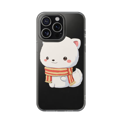 Kawaii Arctic Fox Phone Case, Cozy Christmas Scarf